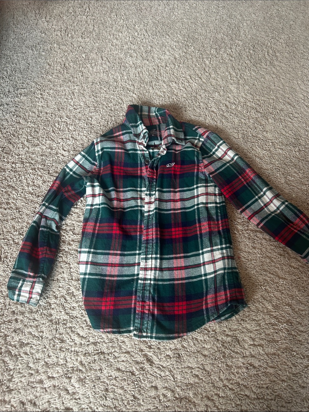 Kids Vineyard Vines Plaid Flannel Shirt - Green & Red